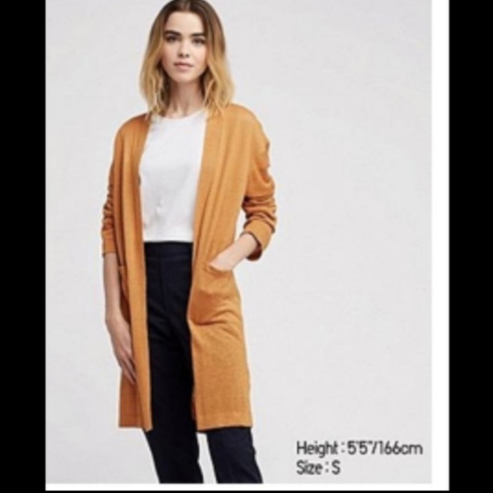 2/$10 Uniqlo goldenrod long cardigan XS